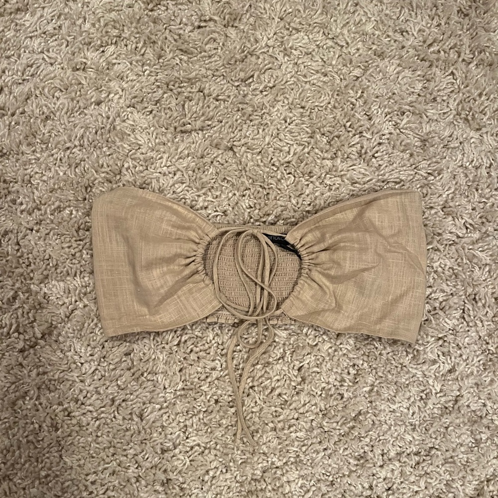 Cotton Candy Beige Strapless Top